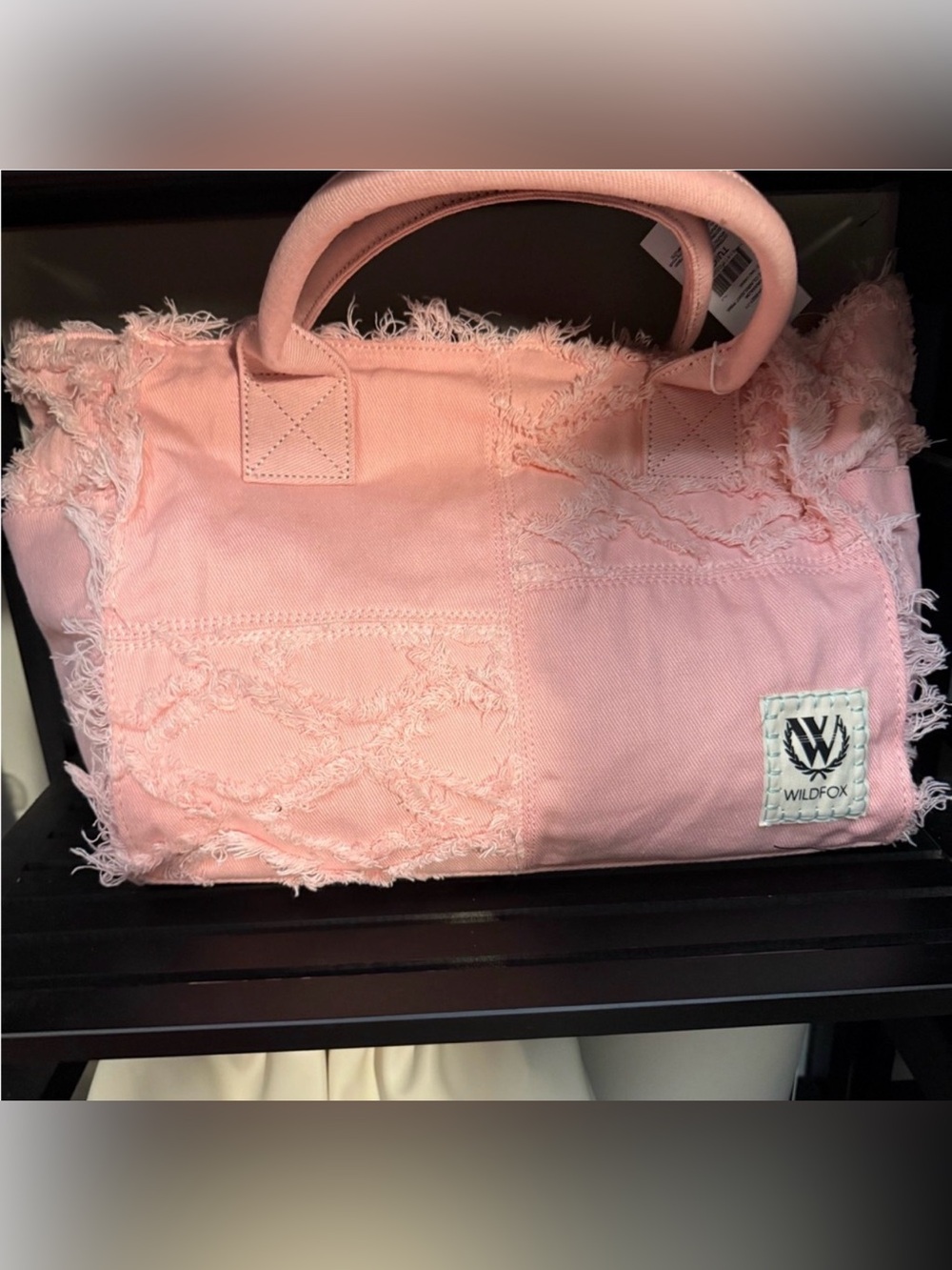 Frayed Denim Tote NWT- Pink or Black- NWT